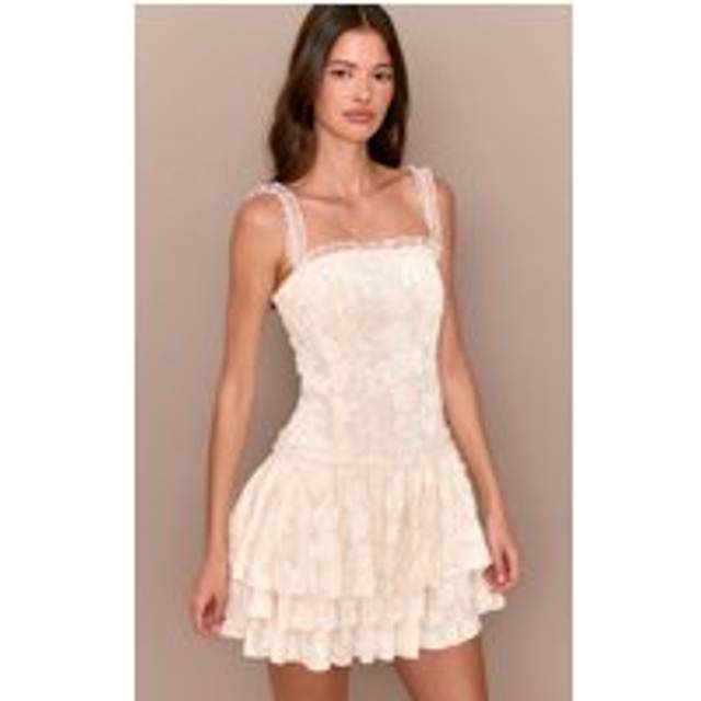 Cream Devore Lace Bardot Bodycon Dress, White - 12