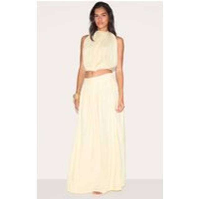 Butter Yellow Linen Look Pleated Maxi Skirt, Butter Yellow - 14