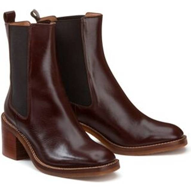 Leather Chelsea Boots with Block Heel - Brown - 37 (4)
