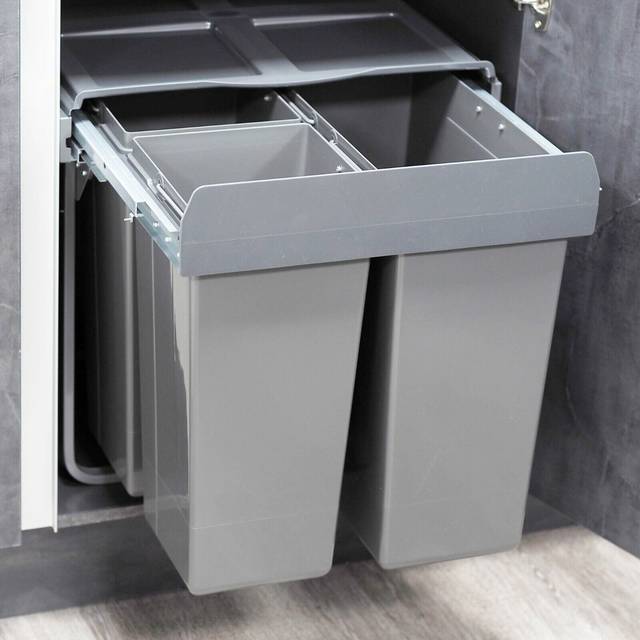 68L Pull Out Integrated Kitchen Bin for 600mm Cabinet Base Mounted