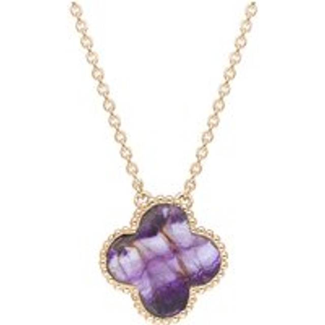 18ct Rose Gold Blue John bloom Large Four Leaf Clover Ball Edge Chain Necklet