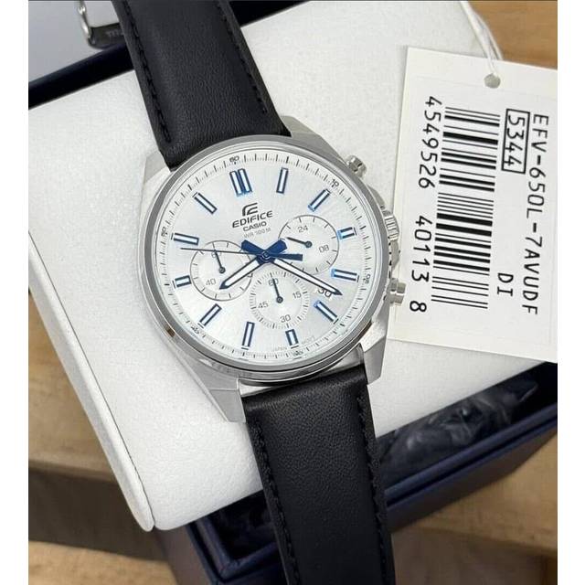 Casio Edifice Analog Standard Chronograph White Dial Quartz EFV-650L-7AV 100M Men's Watch