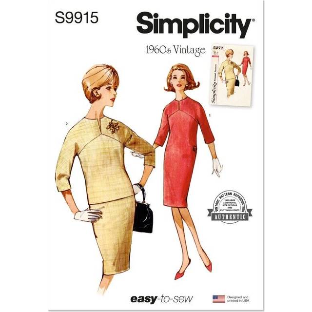 Simplicity Misses' Vintage 1960s Two Piece and Dress Sewing Pattern, S9915
