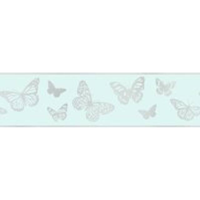 Fine Decor - discontinued Glitz Glimmer Glitter Shimmer Teal Silver Butterfly Wallpaper Border