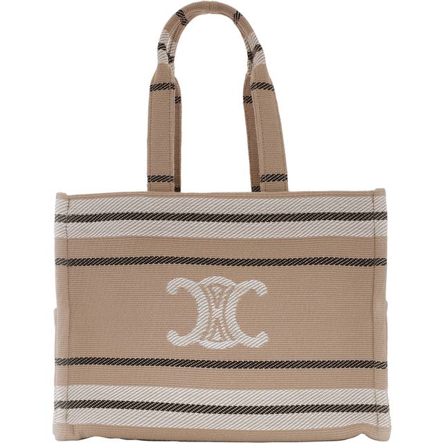 Celine Large Cabas Striped Tote Bag - Black (Size 39x28x17cm)