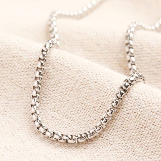 Men's Stainless Steel Box Chain Necklace - silver - one size
