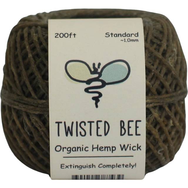 100% Organic Hemp Wick with Natural Beeswax Coating  Twisted Bee (200ft x Standard Size)