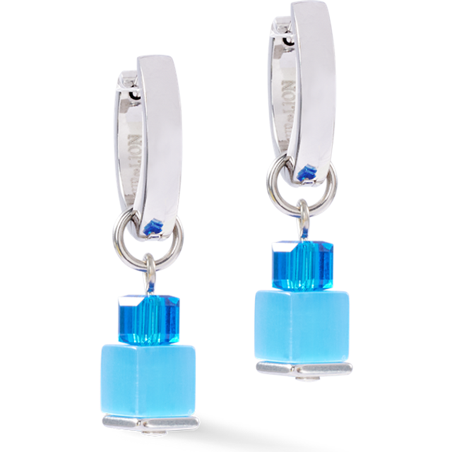 COEUR DE LION Ohrringe Creole Cube Fusion Charm Silber-Ocean