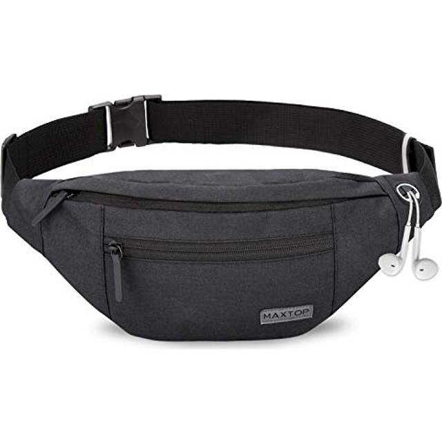 Bumbag Waist Fanny Pack Running Belt for Men Women Unisex Bum Bag with Headphone Jack and 4Zipper Pockets Adjustable Belt for Outdoors Workout Hiking
