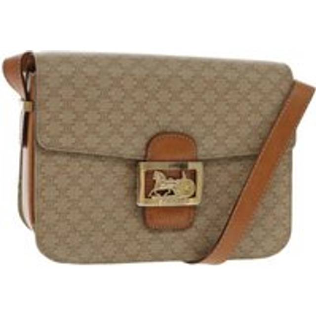 Womens Preloved Vintage Horse Carriage Shoulder Bag Wo - Beige - One Size