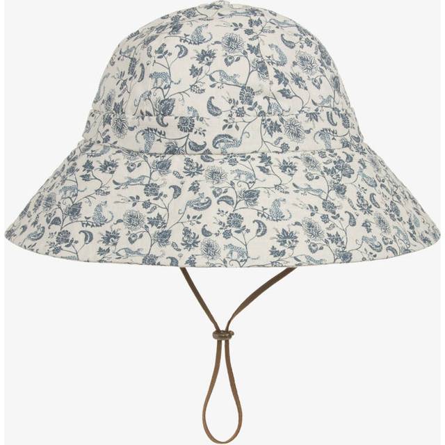 Elodie Ivory & Blue Floral Print Sun Hat (Upf30+) - 2-3 year