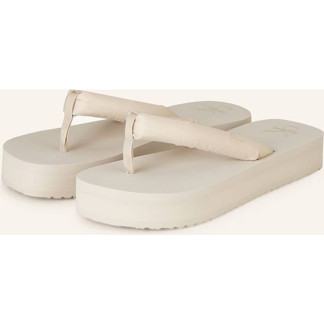 Calvin Klein Jeans for woman. YW0YW01723 Beige platform flip flops (39), Flat, Beachwear