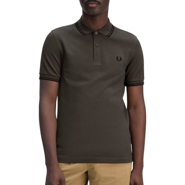 Men's Fred Perry Mens Twin Tipped Signature Polo Shirt S/S 25 - Grey - Size: 42/Regular