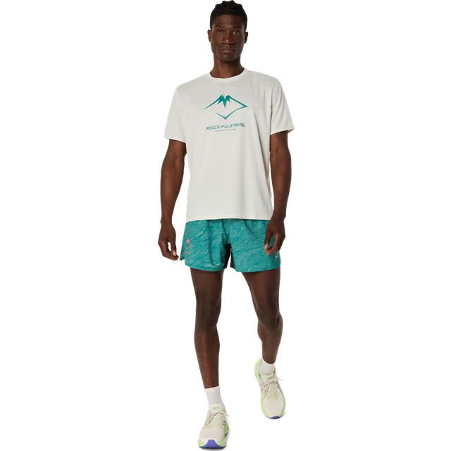 Asics Men's Fujitrail Logo Short Sleeve Top Birch/white Sage/rainy Lake, XL