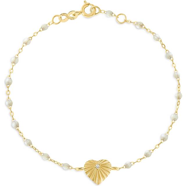 Gig Clozeau 18K Yellow Gold Heart Lumiere Diamond & Opal Bracelet