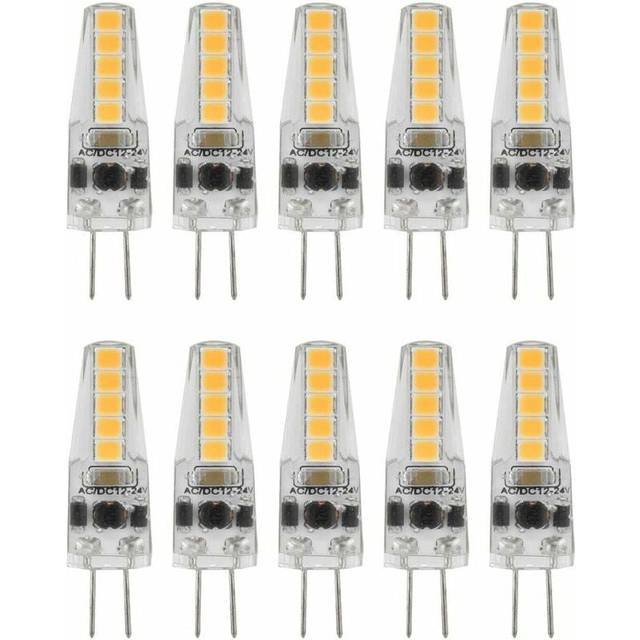 10 Pack G4 led Bulbs 2W 3000K ac 12-24V Dimmable for Chandelier Ceiling Light Table Lamp Warm White - Gabrielle