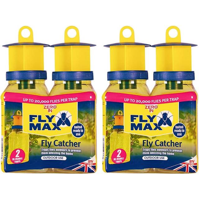 Fly Max Fly Catcher Twinpack x2 - Super Effective, Refillable, with Super Fly, and Flying Insect Attractant for Outdoor