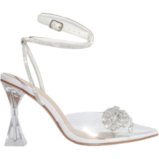 Kvinna Skor Genomskinlig spetsad tå Stiletto Strass stringtrosa Vita sandaler för sommarsemester Skor Skor Skor Skor College Student Skor Fest Baddie (EUR36,EUR37,EUR38,EUR39,EUR40,EUR41)