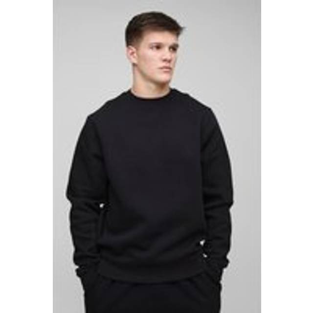 Tall 330GSM Basic Crew Neck Regular Fit Sweatshirt - Black - S