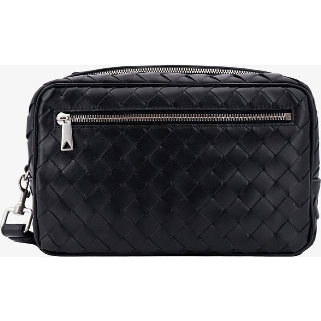 Leather clutch with woven effect - BOTTEGA VENETA - gender_Man - Black (UNI)