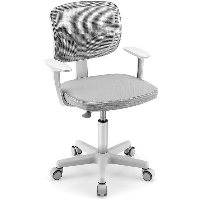 Kids Height-Adjustable Swivel Computer Desk Chair with Lumbar Support-Grey