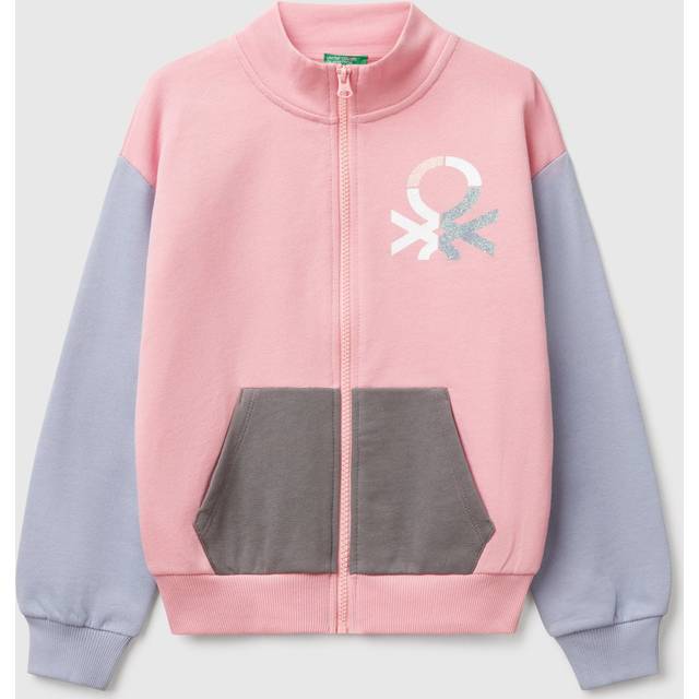Benetton Kids' Colour Block Zip Through Sweatshirt, Multi