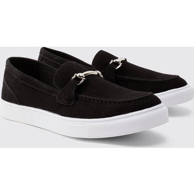Faux Suede Chunky Snaffle Loafer - Black - 9