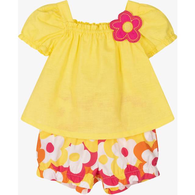 Agatha Ruiz De La Prada Girls Yellow Linen & Cotton Shorts Set - 18 month