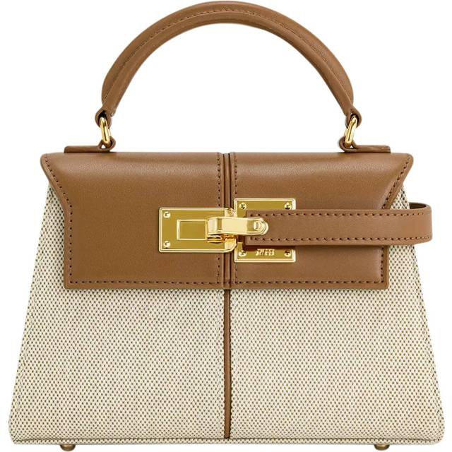JW PEI Elise Canvas Top Handle Grab Bag, Brown Canvas