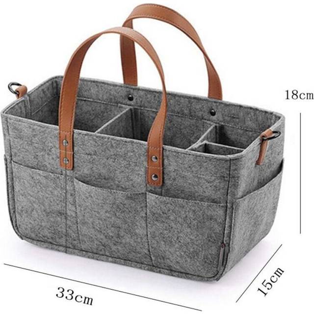 Portable Diaper Caddy Nursery Storage Baby Organizer Nappy Infant Wipes Bag-Dark Grey