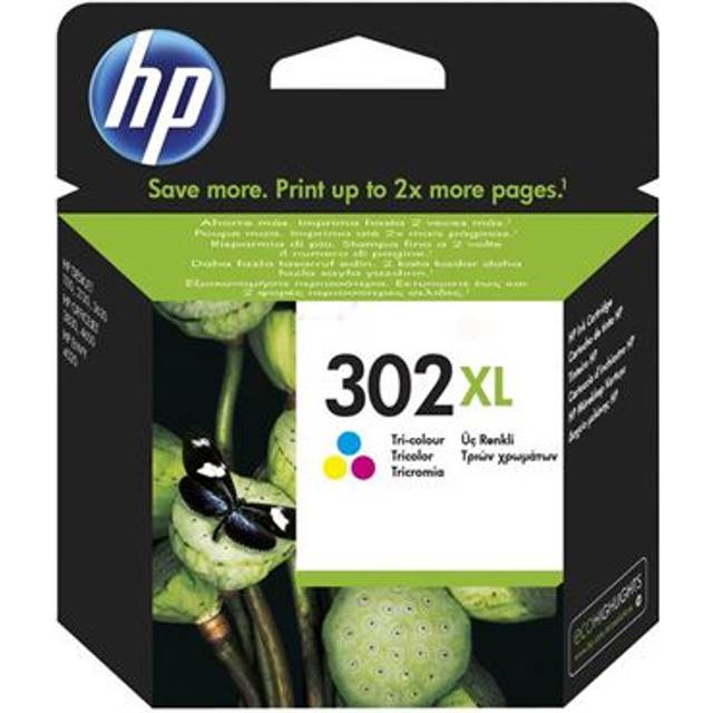 HP F6U67AE 302XL högt utbyte original bläckpatron, tre-färg, ett paket