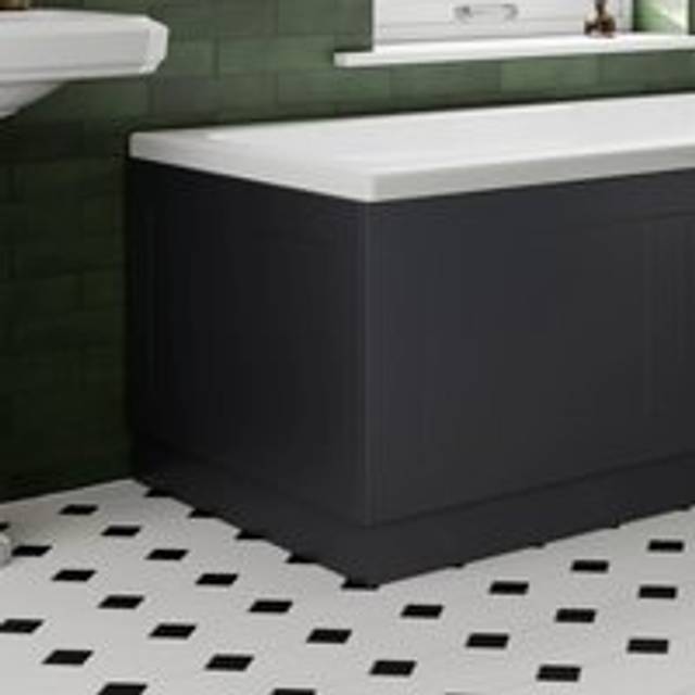 Black gloss bath side panel 700mm - end mdf bathroom traditional straight bath