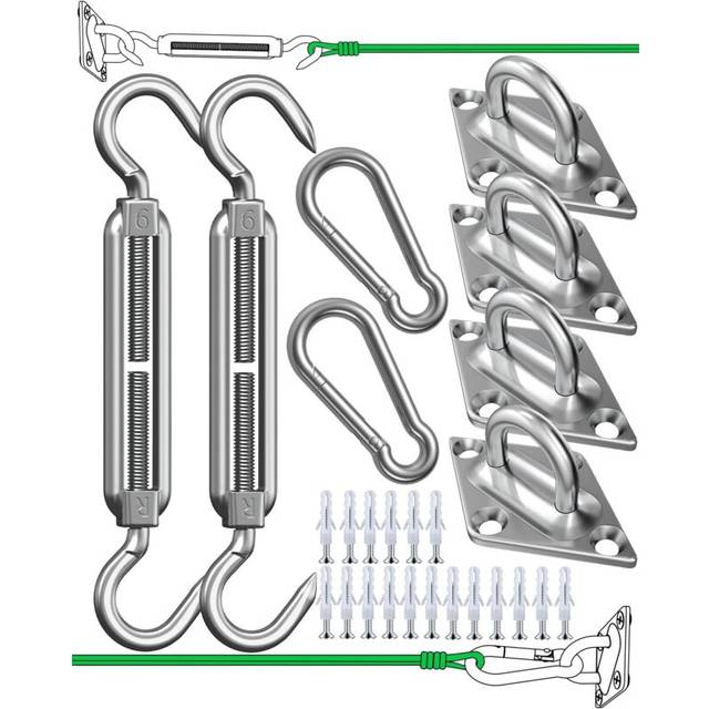 Shade Sail Fixing Kit for Triangle, Square and Rectangle, Heavy Duty Rustproof Sun Shade Sail - 304 Stainless Steel Shade Sail