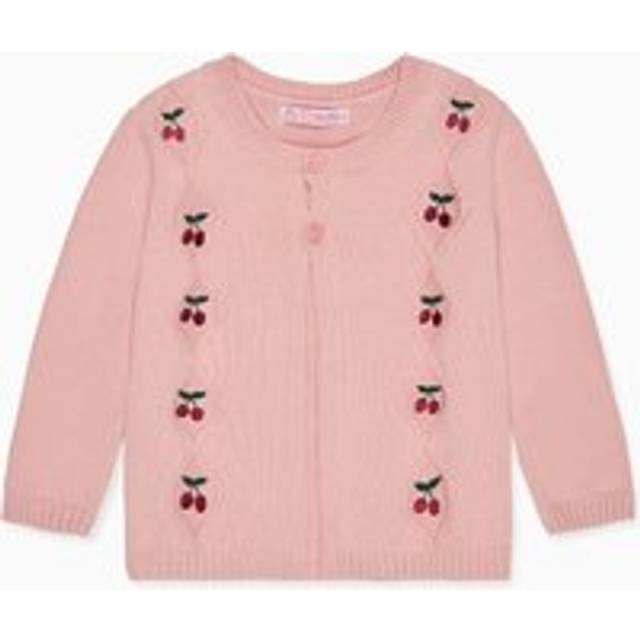 Dusty Pink Espina Cotton Embroidered Girl Cardigan - 2Y