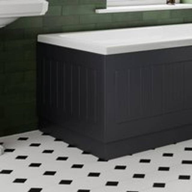 Ceramica Black Gloss MDF Tongue and Groove Traditional Bath End Panel - 700mm