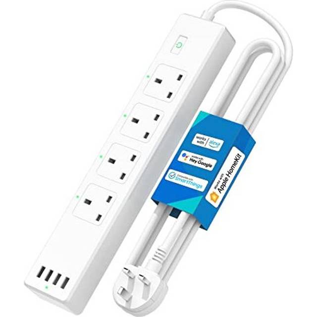 (Updated) meross Smart Power Strip, Support Apple HomeKit, Alexa, Google Home, 4 AC Outlets and 4 USB Ports Wi-Fi Surge Protector Compatible with