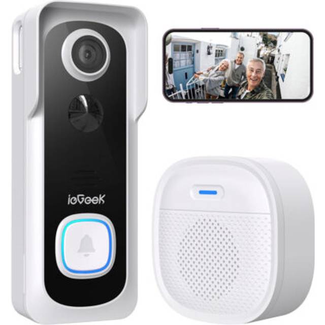 ieGeek Video Doorbell Camera Wireless, WiFi Smart Door Camera with Motion Detection, 32GB Pre-Installed, 6700mAh Battery, 2-Way Audio, IP66
