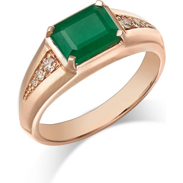 Bloomingdale's Fine Collection Men's Emerald & Champagne Diamond Ring in 14K Rose Gold