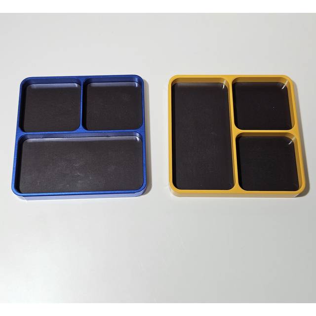 Magnetic Screws Tray RC Cars Tools Parts Metal Organizer with 4 Compartments Removable Magnetic Pad 0 blå