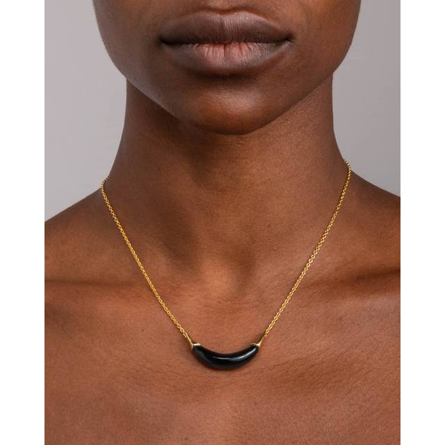 Alexis Bittar Gold Capped Crescent Lucite Necklace- in Onyx | Statement Jewelry from Alexis Bittar (One Size)