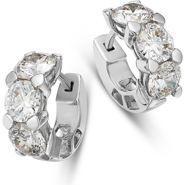 Bloomingdale's Fine Collection Certified Lab Grown Diamond Huggie Hoop Earrings in 18K White Gold, 5.0 ct. t. w.