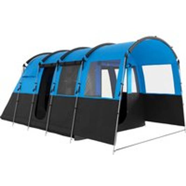 Outsunny 8-person Camping Tent, Waterproof Family Tent, Tunnel Design, 4 Large Windows, Sleeping Cabins 3000mm Water Column Blue