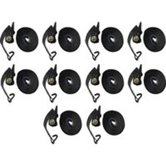 Ratchet Straps 25MM 10M 800KG X10 (Black Tie Down Heavy Duty Cargo)