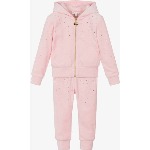 Angel's Face Girls Pink Velour & Rhinestone Tracksuit - 3-4 year