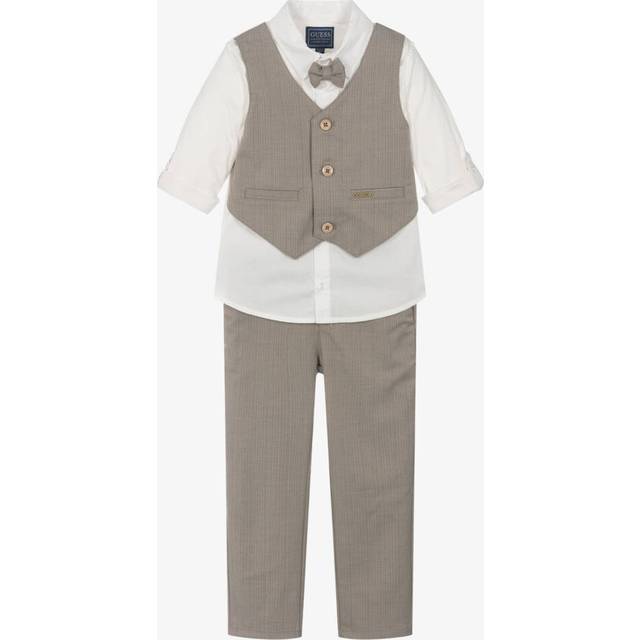 Guess Boys Beige Pinstripe Waistcoat Suit - 6 year