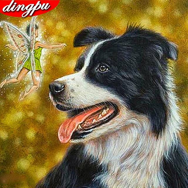 5D DIY Diamond Painting Cross Stitch Dog Full Drill Embroidery Animal 30x30CM