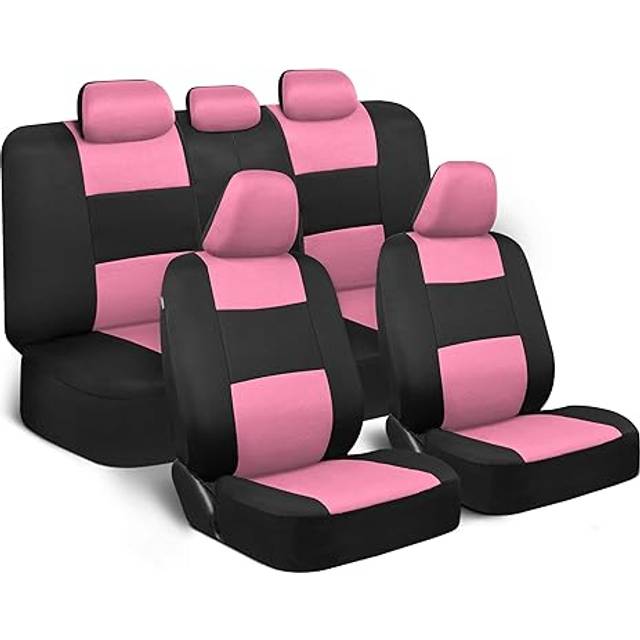 BDK PolyPro Car Seat Covers Full Set in Orange on Black - Front and Rear Split Bench Seat Covers for Cars  Easy to Install Car Seat Cover Set  Car Acc
