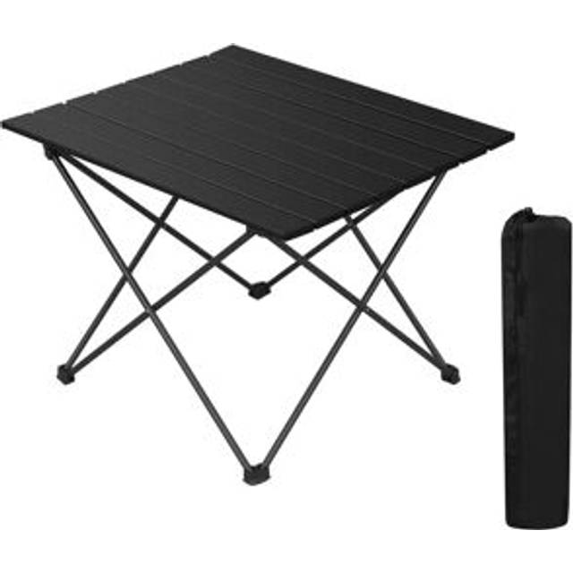 Picnic Table, Small Travel Folding Camping Table, with Packing Bag, Black - Woltu