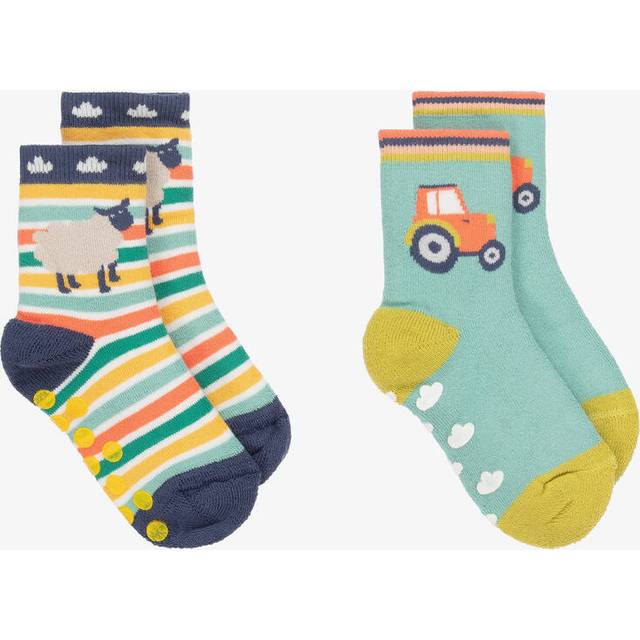 Frugi Boys Green Cotton Socks (2 Pack) - 1-2 year