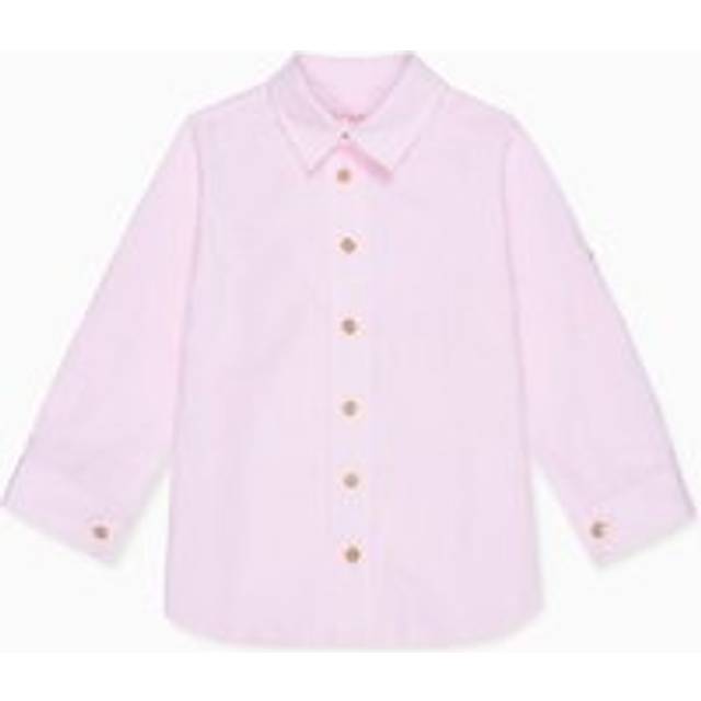 Dusty Pink Stripe Jazmin Linen Mix Long Sleeve Boy Shirt - 5Y